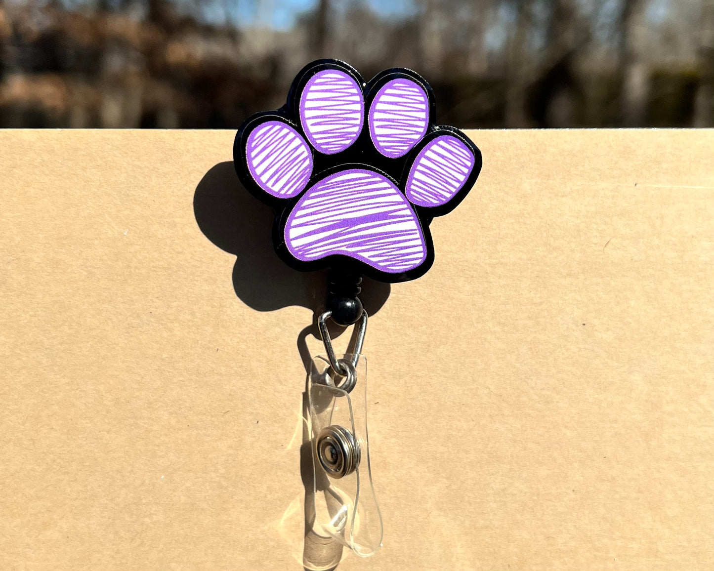Puppy Paw Print Acrylic Badge Reel - Vibrant Paw Print Design, Durable Acrylic Reel, Easy to Attach, Ideal for Office & School Accessories