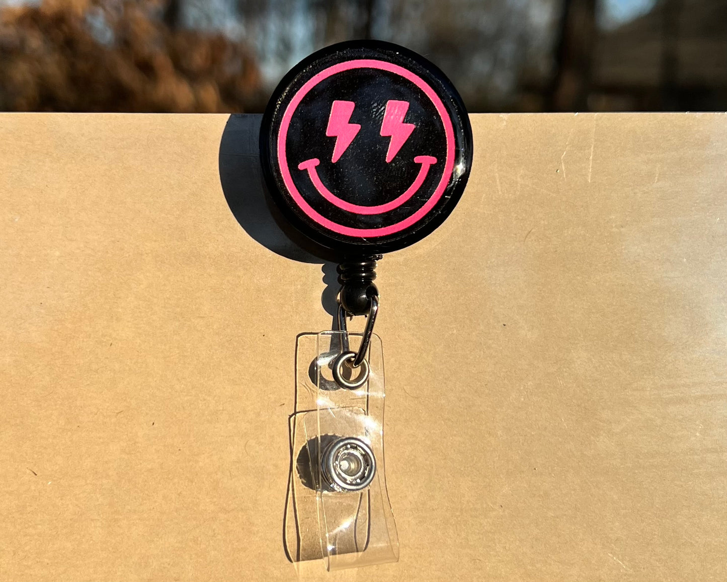 Smiley Face Acrylic Badge Reel /ID Badge Reel/ Office Accessories/ School Accessories nurse