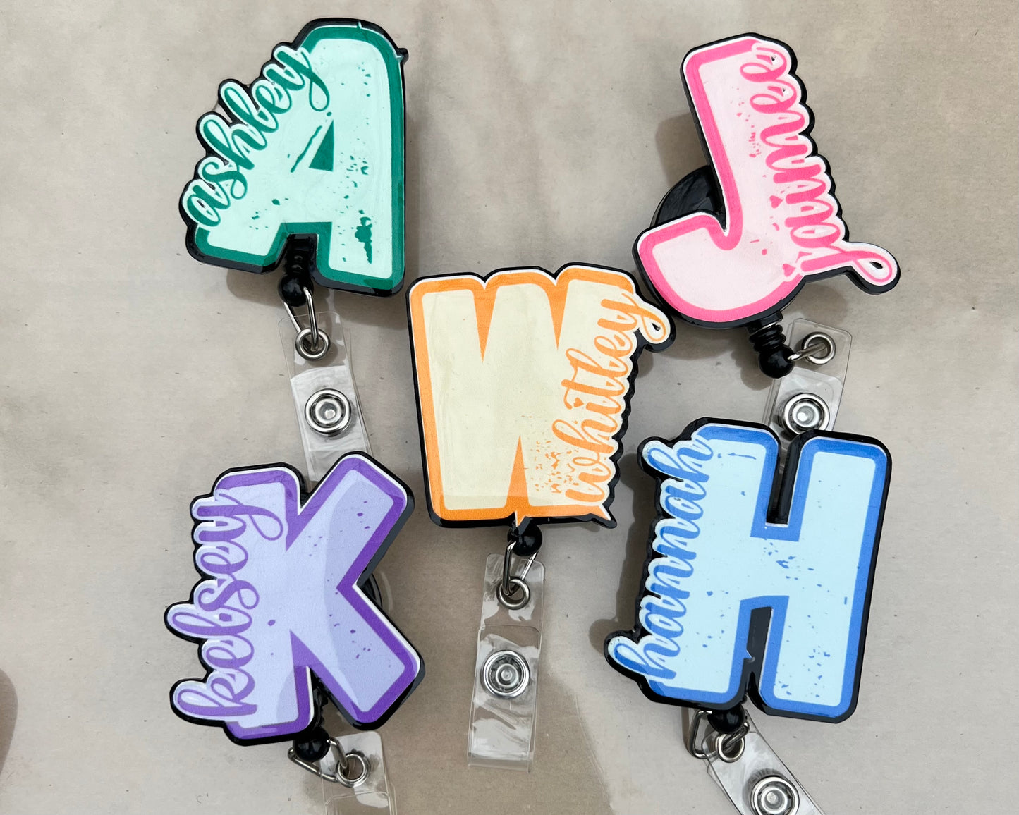 Custom Initial Name Badge Reel /ID Badge Reel/ Office Accessories/ School Accessories