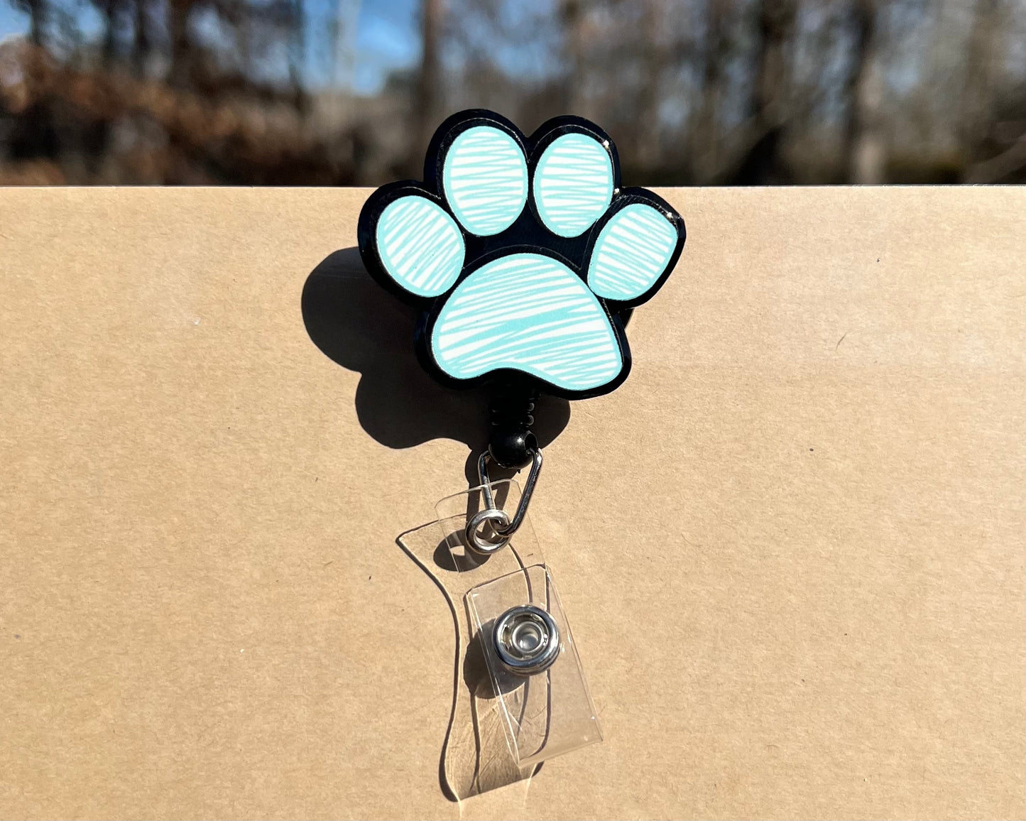 Puppy Paw Print Acrylic Badge Reel - Vibrant Paw Print Design, Durable Acrylic Reel, Easy to Attach, Ideal for Office & School Accessories