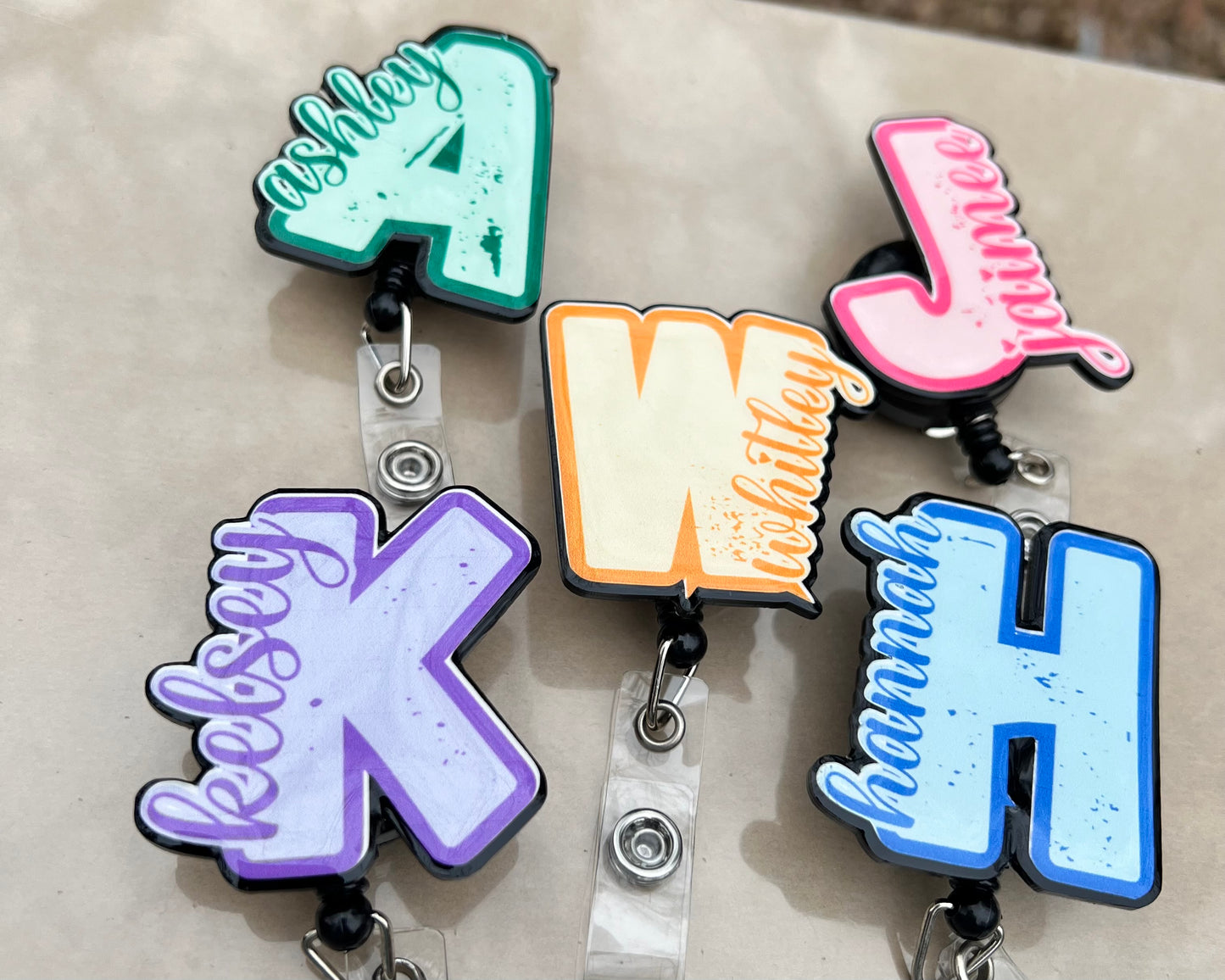 Custom Initial Name Badge Reel /ID Badge Reel/ Office Accessories/ School Accessories
