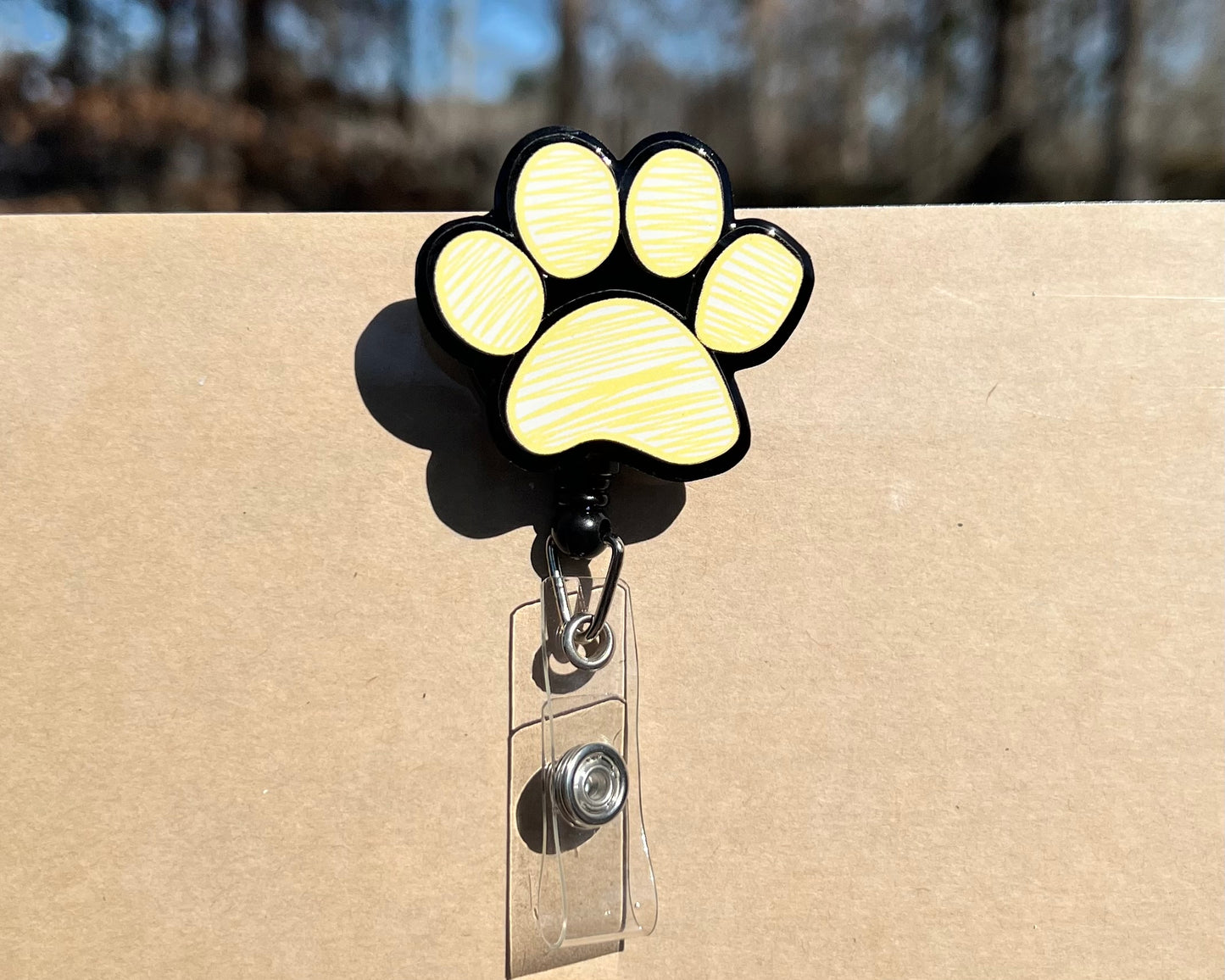 Puppy Paw Print Acrylic Badge Reel - Vibrant Paw Print Design, Durable Acrylic Reel, Easy to Attach, Ideal for Office & School Accessories