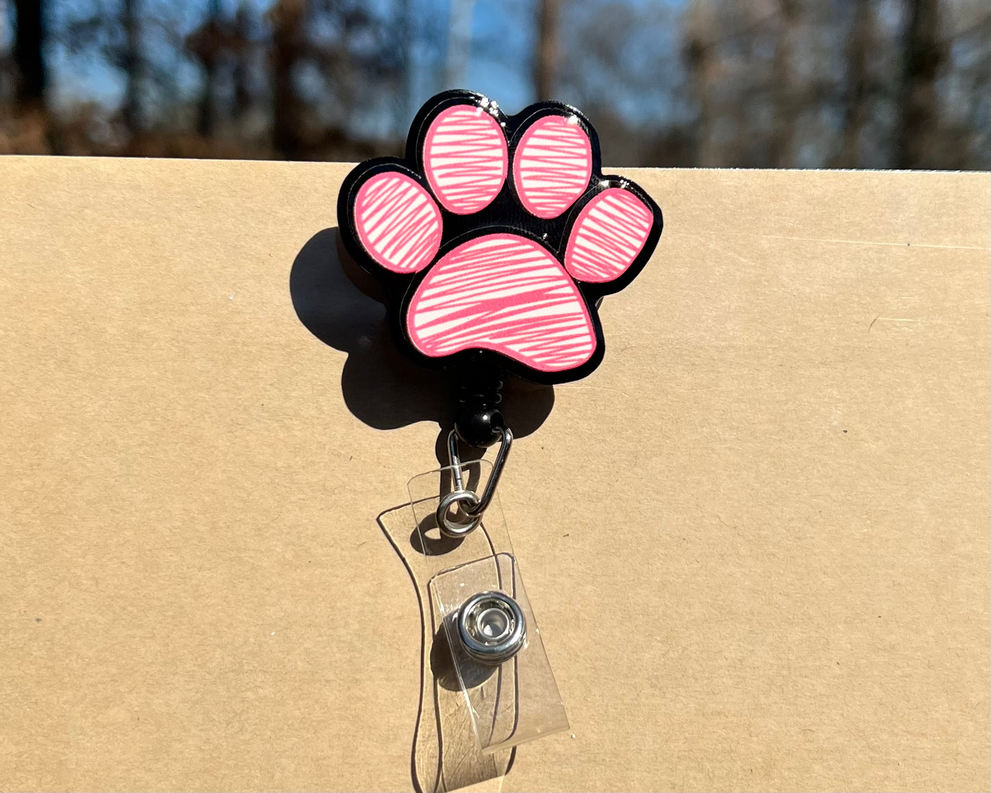 Puppy Paw Print Acrylic Badge Reel - Vibrant Paw Print Design, Durable Acrylic Reel, Easy to Attach, Ideal for Office & School Accessories