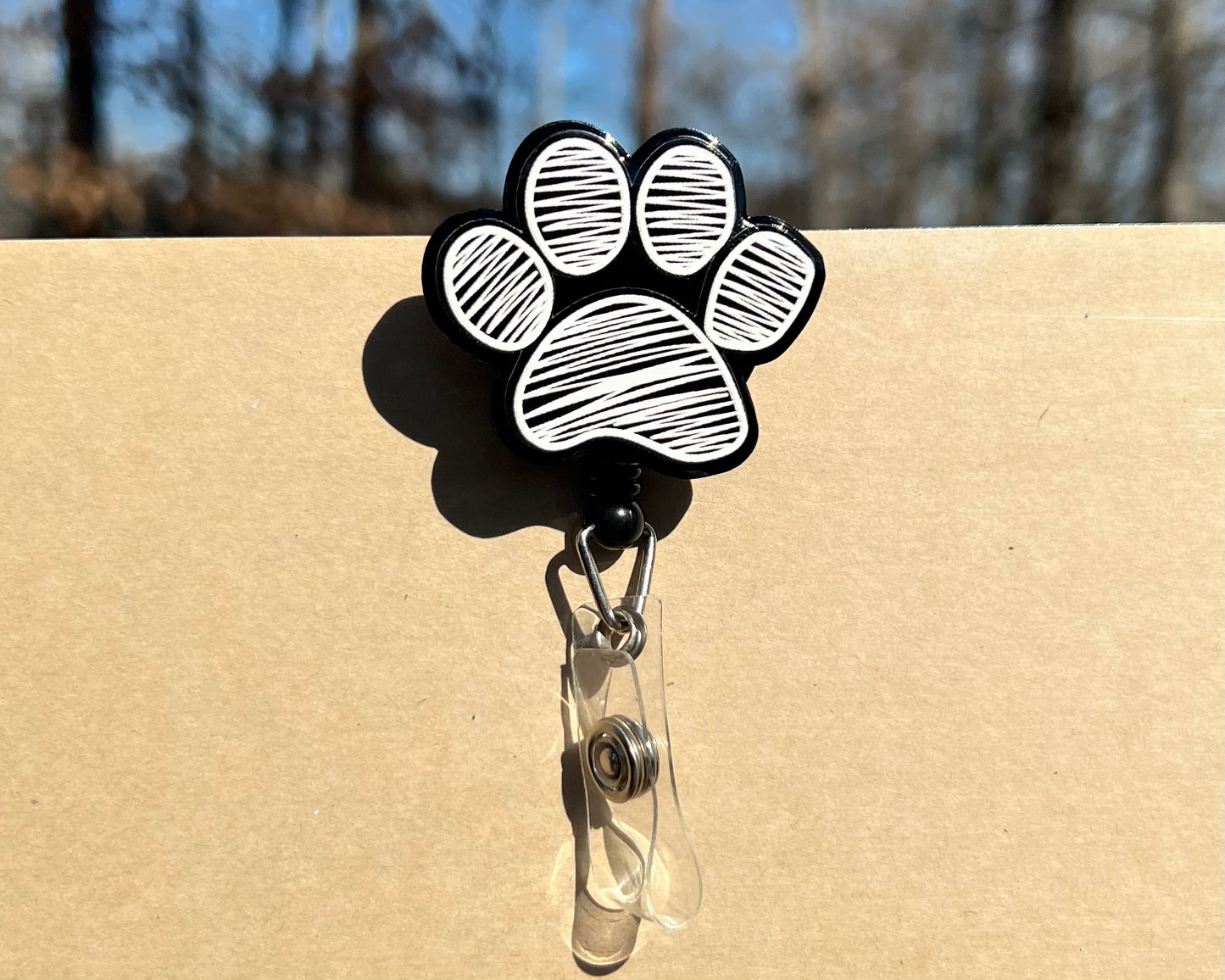 Puppy Paw Print Acrylic Badge Reel - Vibrant Paw Print Design, Durable Acrylic Reel, Easy to Attach, Ideal for Office & School Accessories