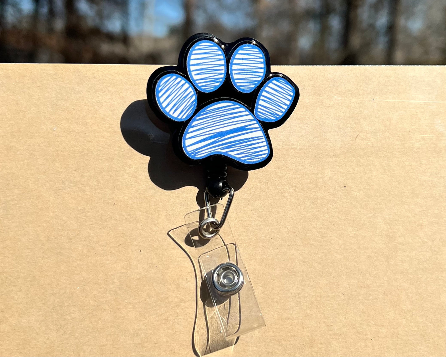 Puppy Paw Print Acrylic Badge Reel - Vibrant Paw Print Design, Durable Acrylic Reel, Easy to Attach, Ideal for Office & School Accessories