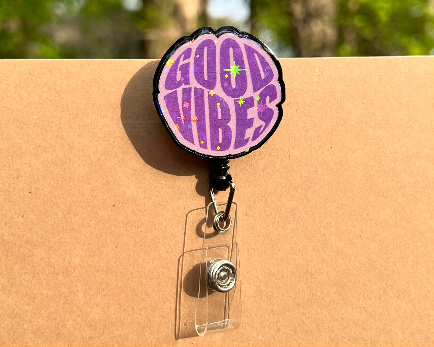 Good Vibes Acrylic Badge Reel /ID Badge Reel/ Office Accessories/ School Accessories nurse