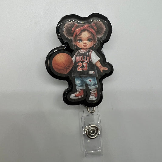 Basketball Girl (Light) Badge Reel