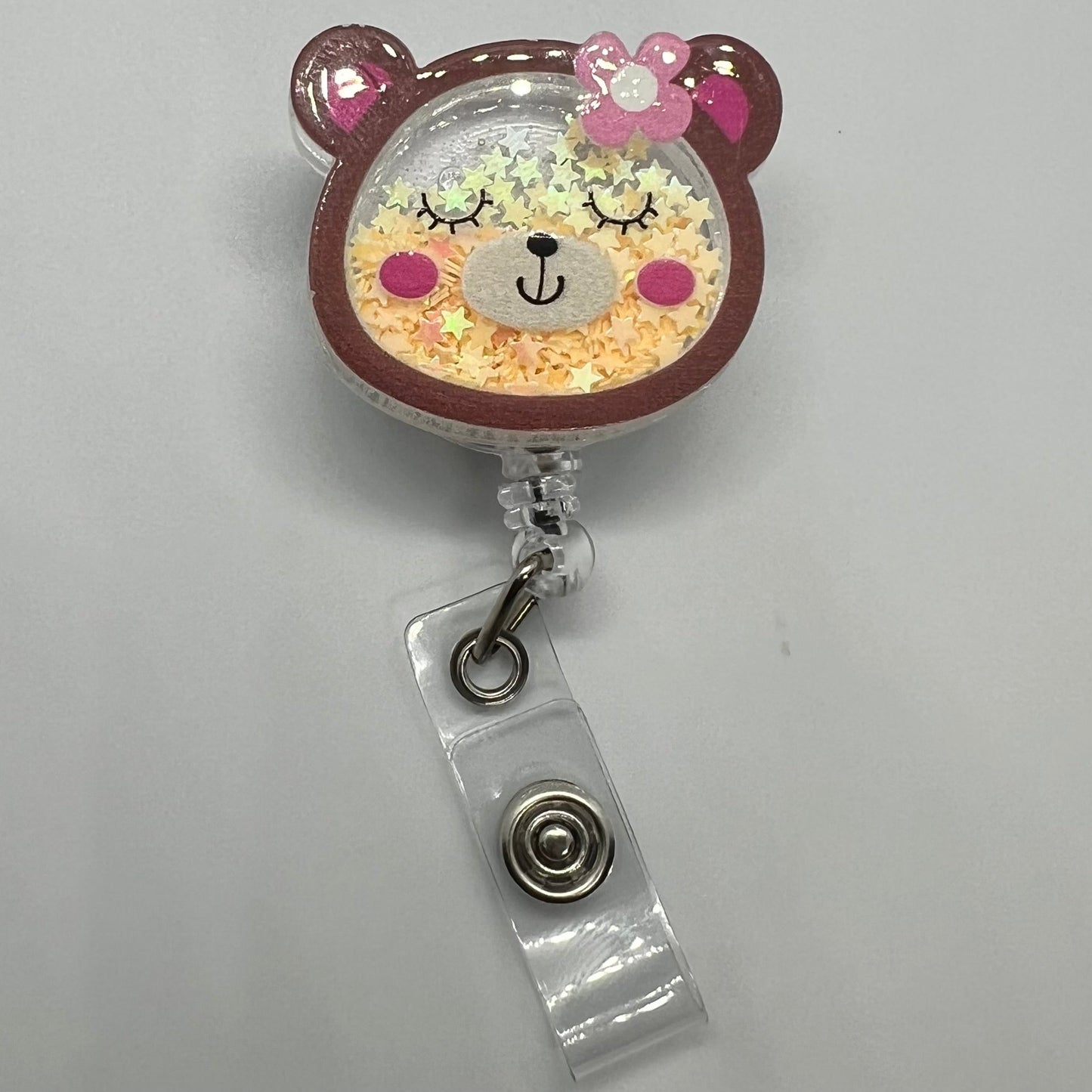 Cute Bear Shaker Badge Reel