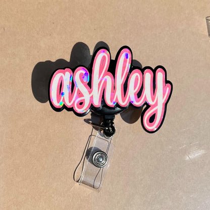 Custom Holographic Acrylic Name Badge Reel