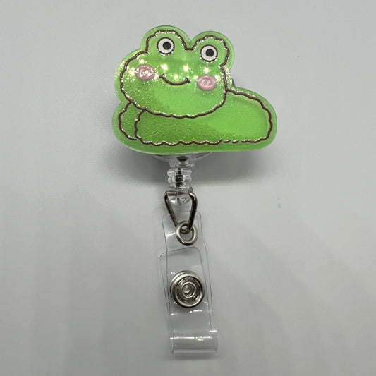 Green Frog Shaker Badge Reel