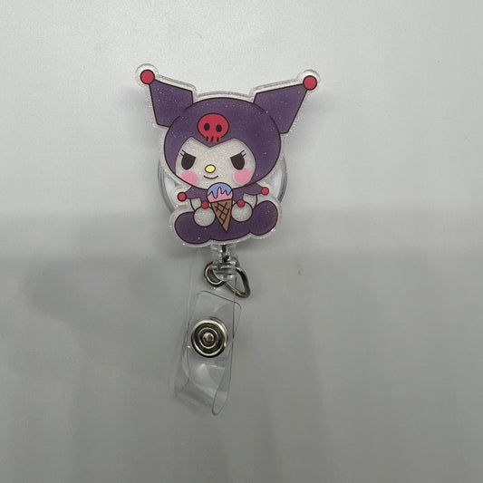 Purple Kuromi Acrylic Badge Reel