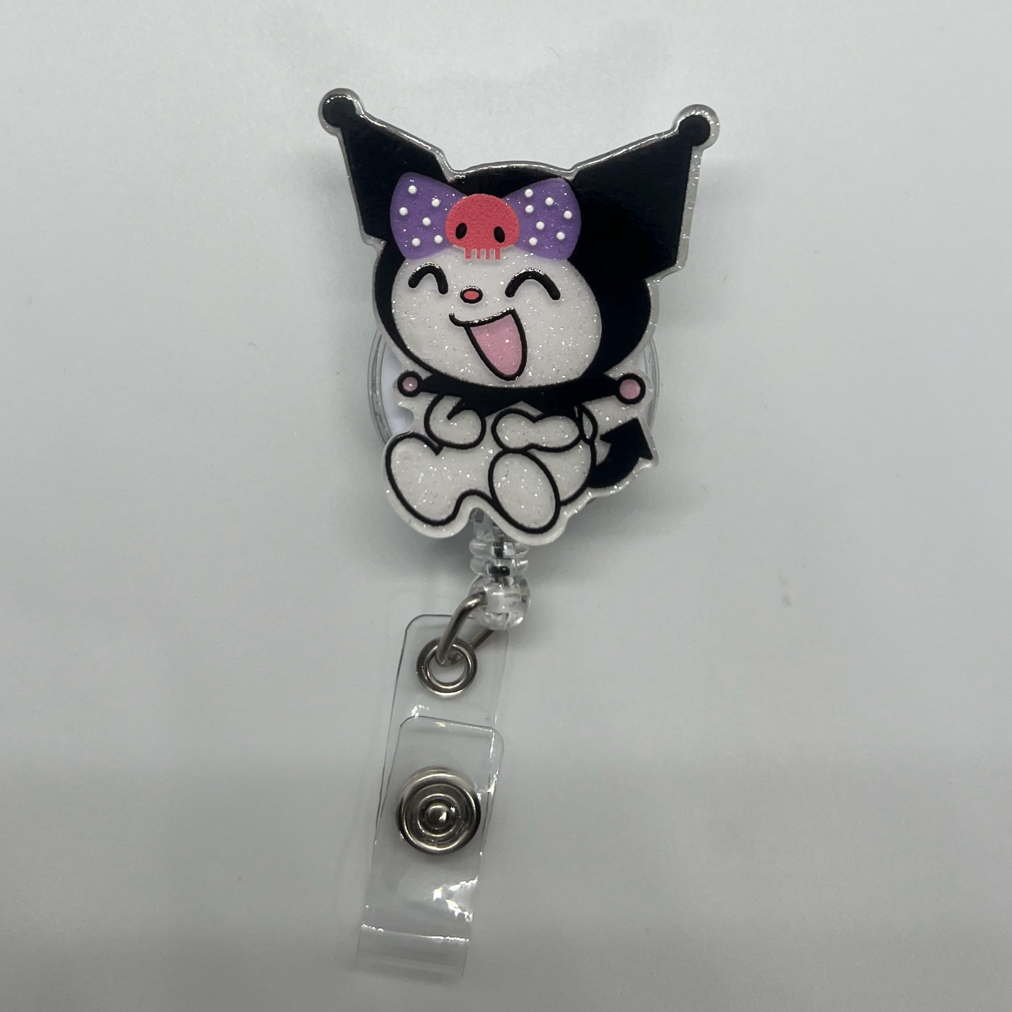 Black Kuromi Acrylic Badge Reel